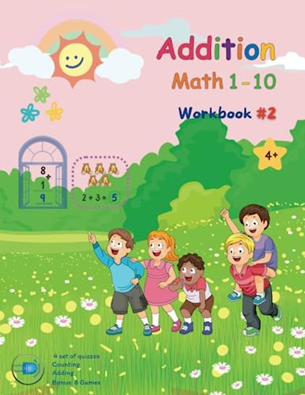 Addition Math 1-10: Workbook #2: (Super easy => Easy => Normal) Single digit addition workbook