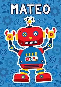 Mateo: Cooles personalisiertes Roboter Malbuch zum malen, zeichnen, kritzeln, schreiben in DIN A4, 100 Seiten Kritzelmalbuch