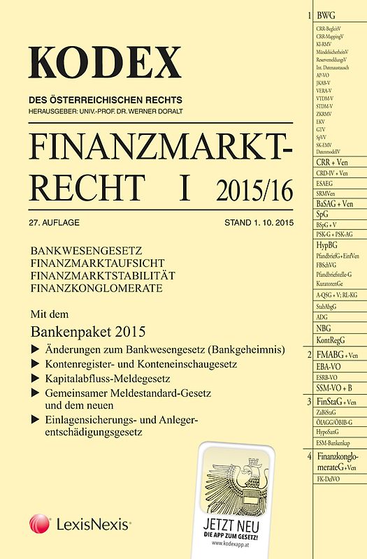 KODEX Finanzmarktrecht Band I 2015/16