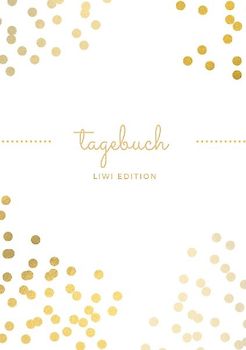 Tagebuch schön A5 liniert - 100 Seiten 90g/m² - Soft Cover goldene Punkte weiß - FSC Papier