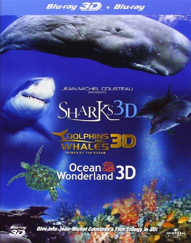 Jean-Michel Cousteau: Sharks 3D / Dolphins & Whales 3D / Ocean Wonderland 3D [UK Import, 3 Blu-Rays] 3D Blu-ray Disc