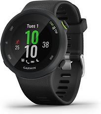 Garmin Forerunner 45 zwart met een zwarte siliconen polsband