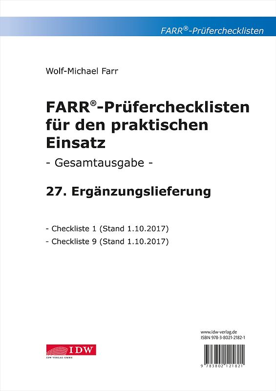 FARR Prüferchecklisten für den praktischen Einsatz