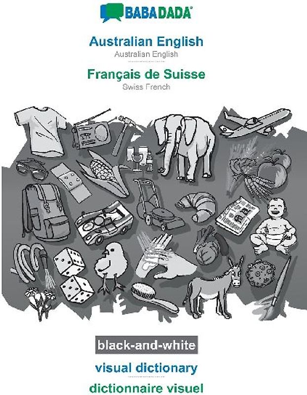 Australian English - Français de Suisse, visual dictionary, BW