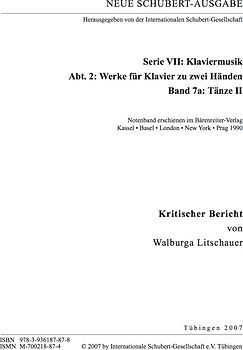 Neue Schubert-Ausgabe. Kritische Berichte / Werke für Klavier zu zwei Händen / Tänze II