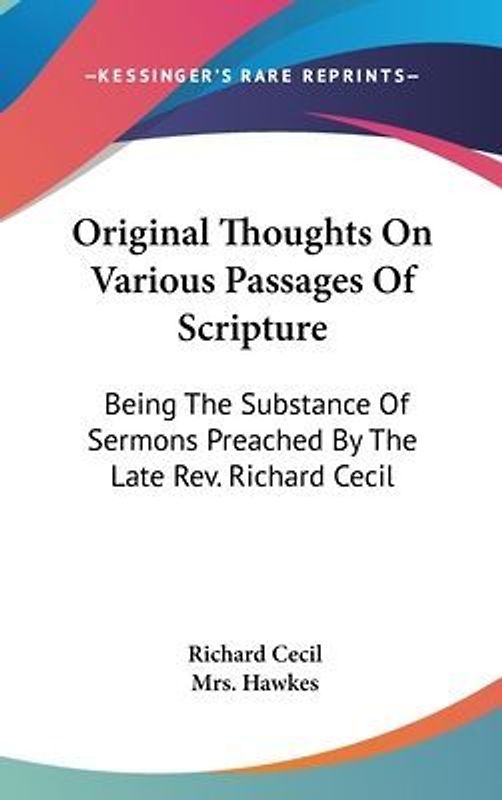 Original Thoughts On Various Passages Of Scripture