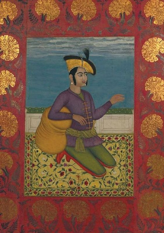 Carnet Blanc, Prince Indien À Genoux, Miniature 18e