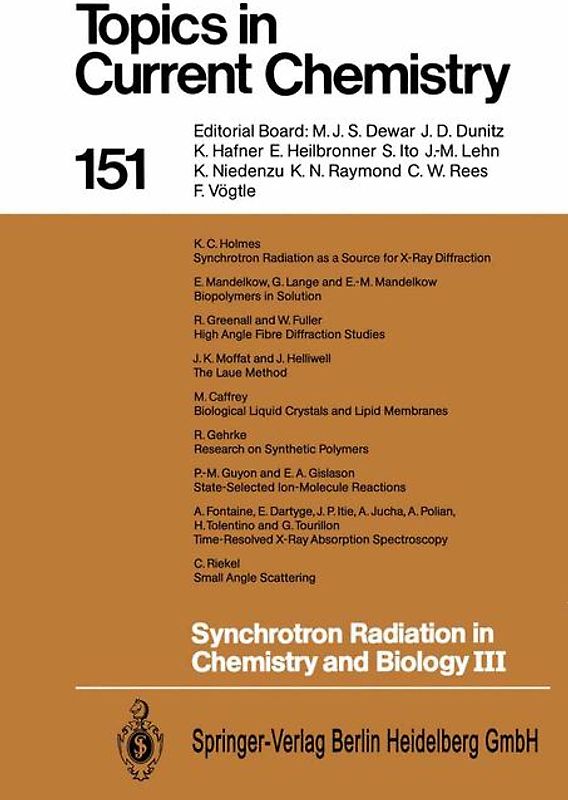Synchrotron Radiation in Chemistry and Biology III