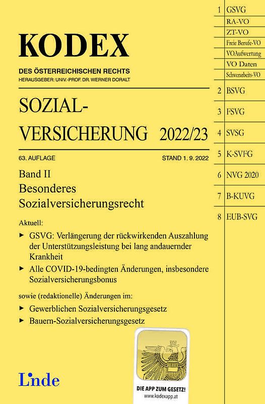 KODEX Sozialversicherung 2022/23, Band II