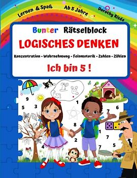 Bunter Rätselblock /Vorschulblock-Kindergartenblock/ Lernblock ab 5 jahre mit Übungen für Junge und Mädchen in Kindergarten und Vorschule: ... Finde den Fehler und andere Rätselspaß