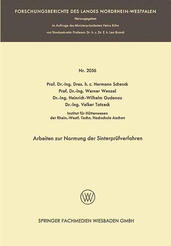 Arbeiten zur Normung der Sinterprüfverfahren
