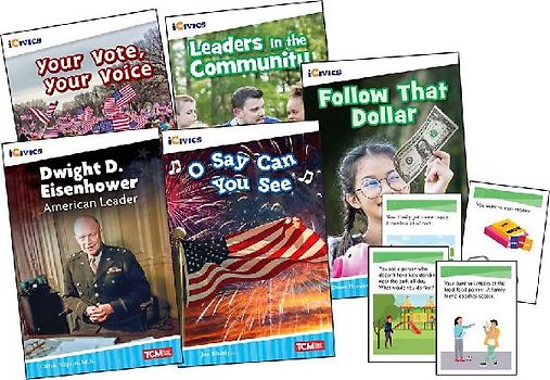 Icivics Grade 2: Leadership & Responsibility 5-Book Set + Game Cards