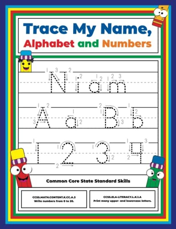 Trace My Name, Alphabet, and Numbers Workbook for Niam: Letter and Number Tracing with Arrow Guides and Start Dots