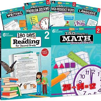 180 Days(tm) Reading, High-Frequency Words, Math, Problem Solving, Writing, & Language for Grade 2: 6-Book Set