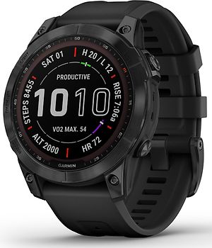 Garmin Fenix 7X 51 mm gris avec bracelet en silicone noir [Wi-Fi, Sapphire Solar Edition]