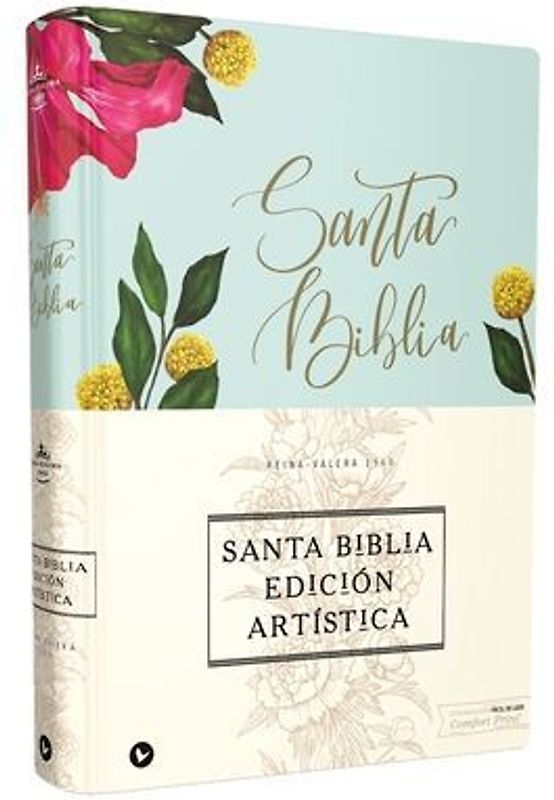 Rvr60, Santa Biblia, Edición Artística, Tapa Dura/Tela, Floral, Arte Con Bordes Dorados, Palabras de Jesús En Rojo, Comfort Print