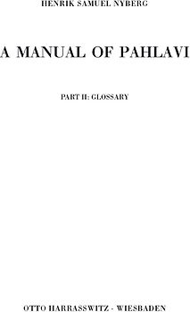 A Manual of Pahlavi