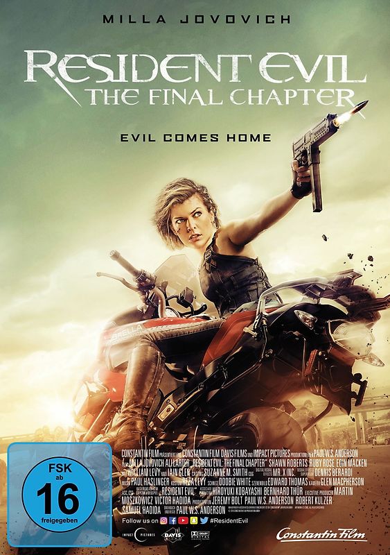 Resident Evil: The Final Chapter DVD