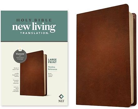 NLT Large Print Thinline Reference Bible, Filament Enabled (Genuine Leather, Brown, Red Letter)