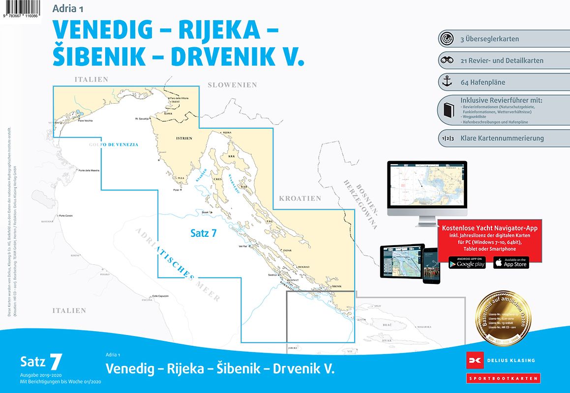 Sportbootkarten Satz 7: Adria 1 (Ausgabe 2019/2020)
