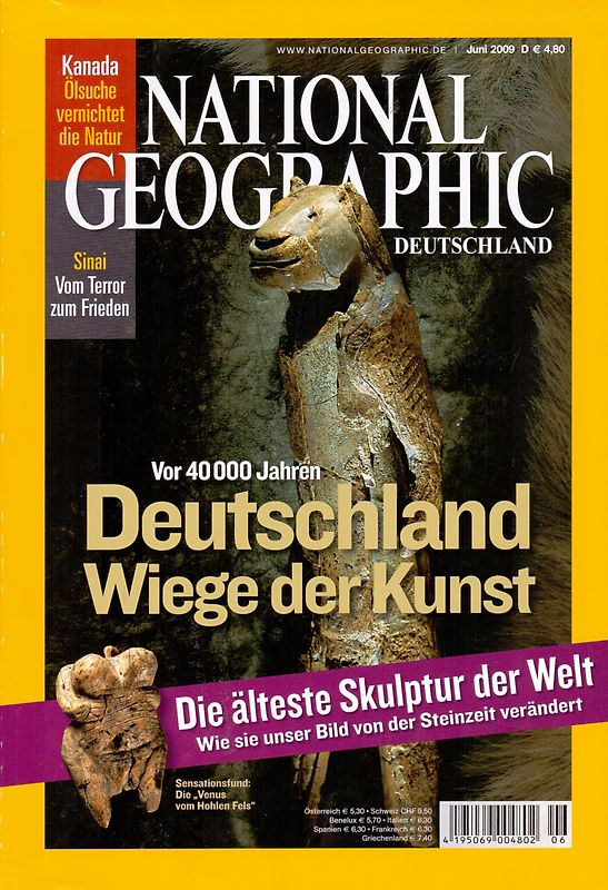 National Geographic Deutschland 06/2009: Vor 40 000 Jahren - Deutschland Wiege der Kunst [Broschiert]