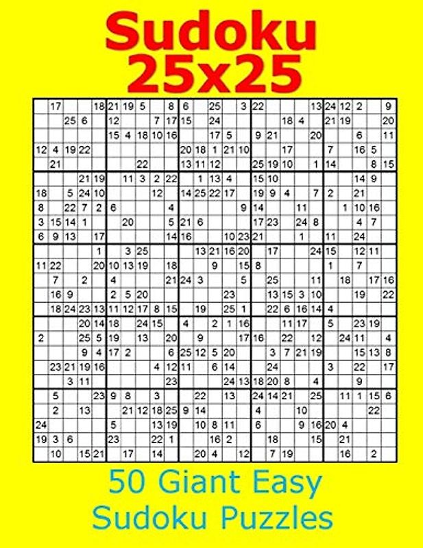 Sudoku 25x25 50 Giant Easy Sudoku Puzzles
