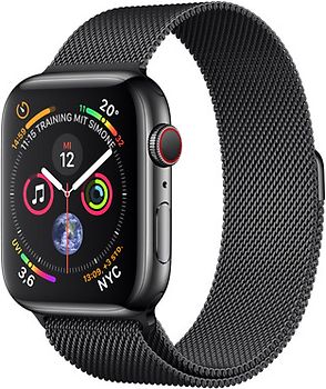 Apple Watch Series 4 44 mm edelstaal space zwart met milanese armband [wifi + cellular] space zwart