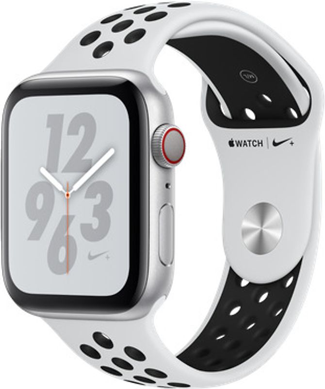 Apple Watch Nike+ Series 4 44 mm Boîtier en aluminium argent avec Bracelet Sport Nike Platine pur/Noir  [Wifi + Cellular]