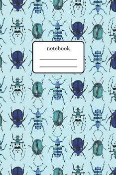 Notebook Beetles Blue Mix: Composition Notebook with Blue Beetles Art - Lined Notebook 120 Pages 6x9 inch - Turquoise Version