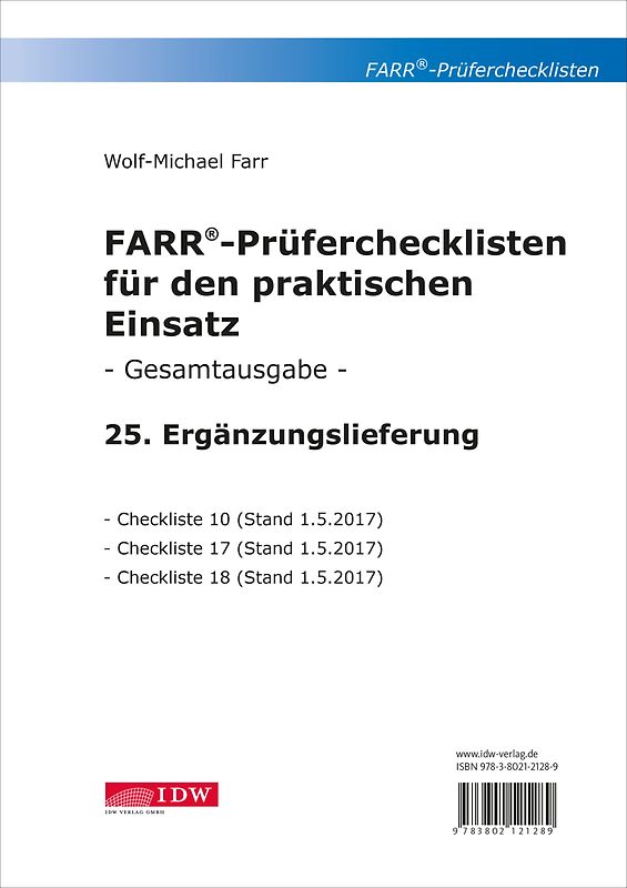 FARR Prüferchecklisten für den praktischen Einsatz