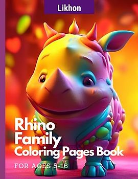 Likhon Rhino Family Coloring Pages Book for Ages 5-16