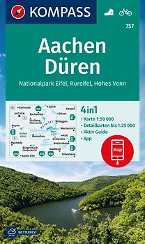 KOMPASS Wanderkarte 757 Aachen, Düren, Nationalpark Eifel, Rureifel, Hohes Venn 1:50.000