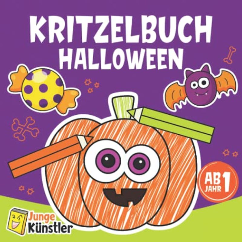 Halloween Kritzelbuch ab 1 Jahr: Erstes Ausmalbuch mit 40 Lustige Motiven zum Kritzeln und Ausmalen für kreative Kinder | Geschenk für Mädchen und Jungen zwischen ab 1 Jahr