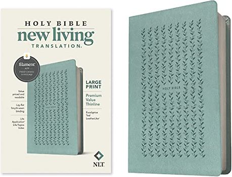 NLT Large Print Premium Value Thinline Bible, Filament Enabled (Leatherlike, Eucalyptus Teal)