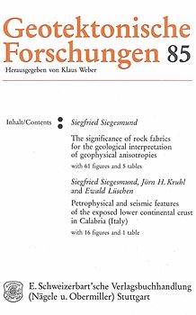 The significance of rock fabrics for the geological interpretation of geophysical anisotropies - Siegesmund, Siegfried;Kruhl, Jörn H;Lüschen, Ewald: Petrophysical and seismid features of the exposedlower continental crust in Calabria (Italy)