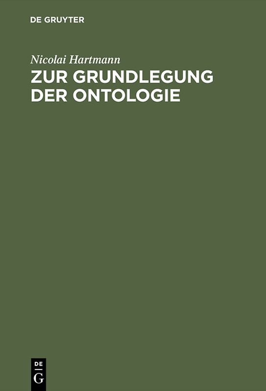 Zur Grundlegung der Ontologie