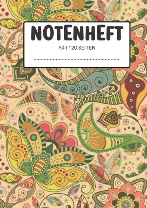 Notenheft A4: Notenbuch mit Schreiblinien für Musiknoten | Musikblock mit Hilfslinien | Lustiges Geschenk für Musiker, die Klavier oder Gitarre spielen