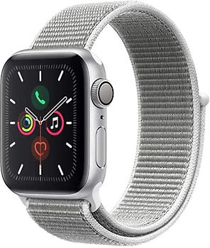Apple Watch Series 5 44 mm boîtier aluminium argent sidéral avec Boucle Sport blanc [Wifi+ Cellular]