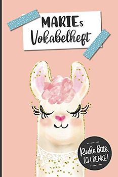 Personalisierte Schulsachen für Marie: Vokabelheft mit zwei Spalten und Vorname Marie ein Individuelles Geschenk zum Schulanfang oder zur Einschulung