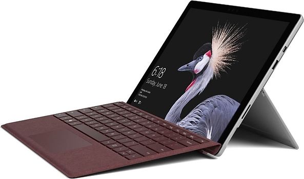 Microsoft Surface Pro 5 12,3" Intel Core i5 128GB SSD 4GB RAM [Wi-Fi, inkl. bordeauxrotem Keyboard Dock, Surface Pro 4-Type Cover] grau