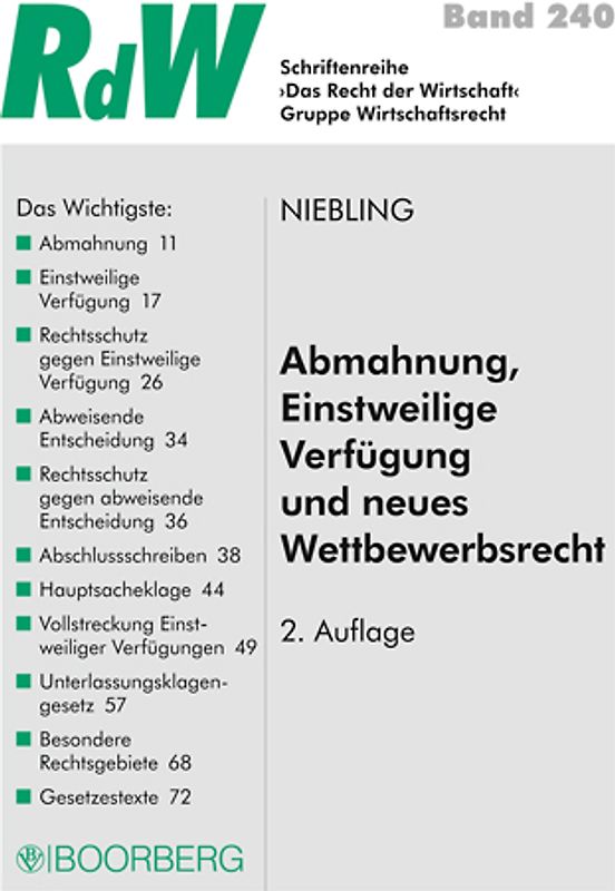 Abmahnung, Einstweilige Verfügung und neues Wettbewerbsrecht