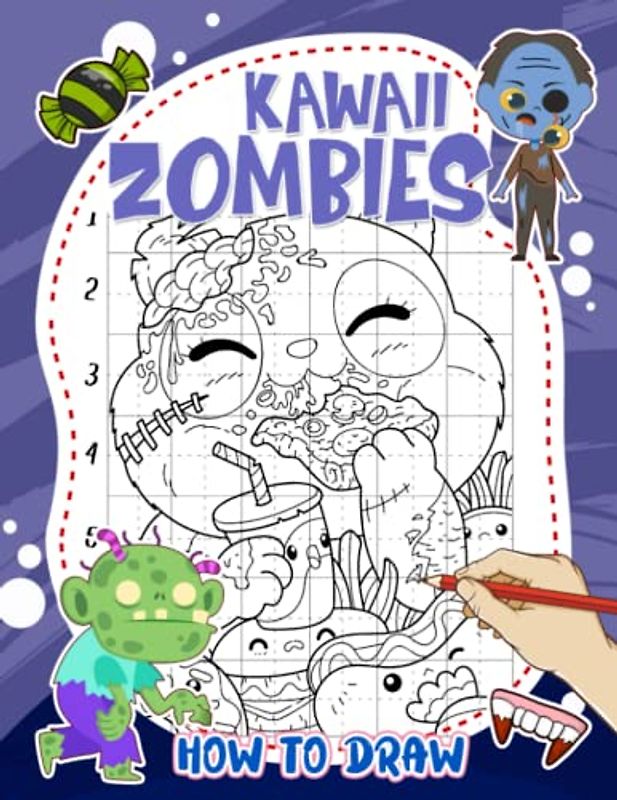 How To Draw Kawaii Zombies: Horror Drawing Tutorials With 25 Simple And Basic Illustrations Inside | Anxiety Relief Gifts | Relaxation Gifts | Stress Relief Gifts