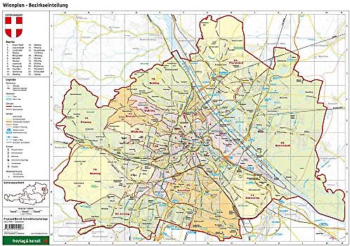 Schreibtischunterlage DUO, Schulhandkarte Wien 1:60.000: Österreich 1:1 Mio auf Rückseite (freytag & berndt Poster + Markiertafeln)