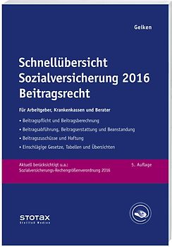 Schnellübersicht Sozialversicherung 2016 Beitragsrecht