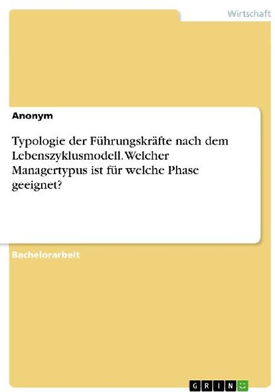 Typologie der Führungskräfte nach dem Lebenszyklusmodell. Welcher Managertypus ist für welche Phase geeignet?