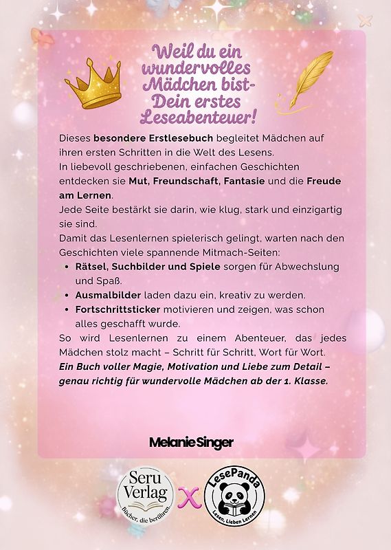 Erstlesebuch für Mädchen in der 1 Klasse