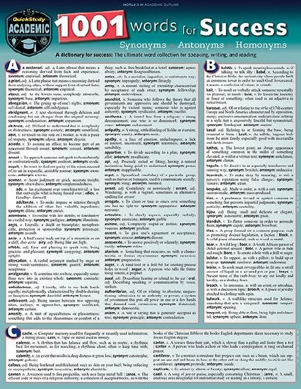 1001 Words for Success - Synonyms, Antonyms & Homonyms
