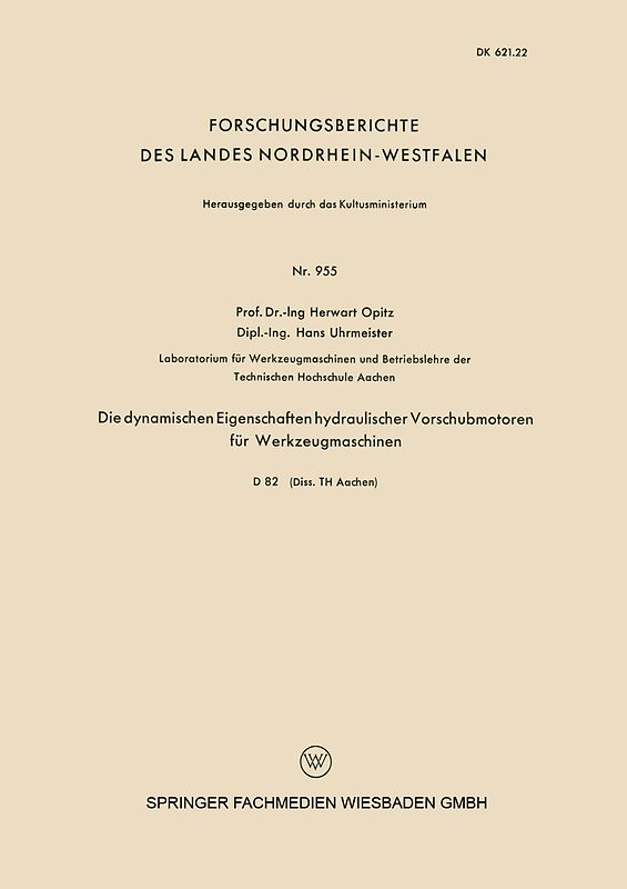 Die dynamischen Eigenschaften hydraulischer Vorschubmotoren für Werkzeugmaschinen
