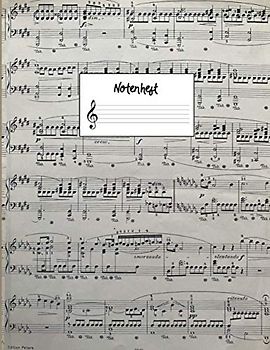 Notenheft: Vintage Notenbuch Klavier I Musik Schreibheft I Blanko Notenblock I Notenblätter leer mit 12 Notensysteme pro Seite in ein schönes Musikheft mit Notenlinien A4 auf 66 Seiten