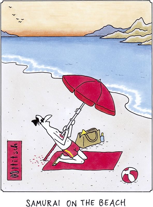 Postkarte „Samurai on the Beach"